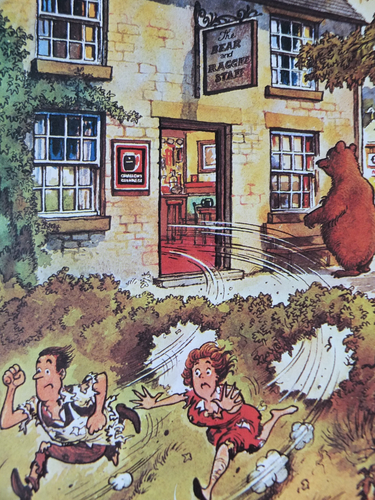 1974 Original Vintage Guinness Poster, The Bird Bear and Ragged Staff, by Norman Thewell, pub lovers, ale Irish stout print, wall art retro
