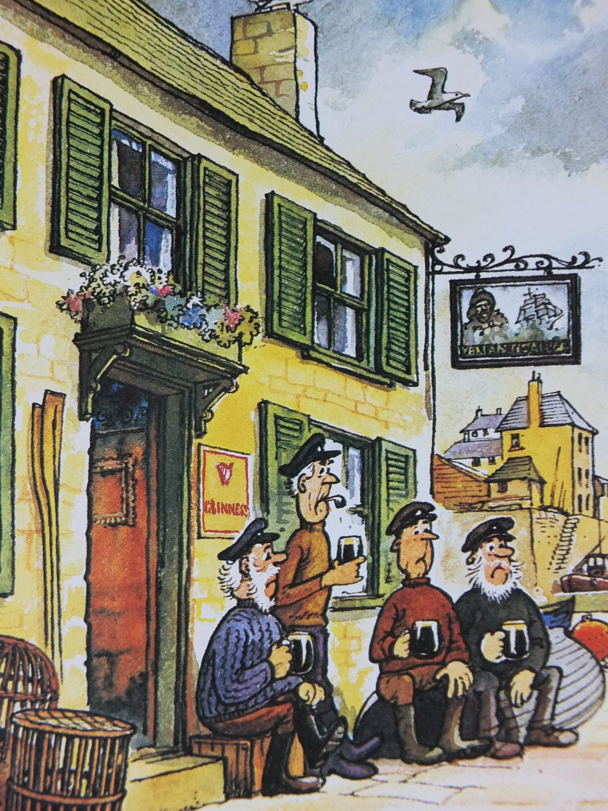 1974 Original Vintage Guinness Poster, The Valiant Sailor, by Norman Thewell, pub lovers, advertising ale Irish stout print, wall art retro