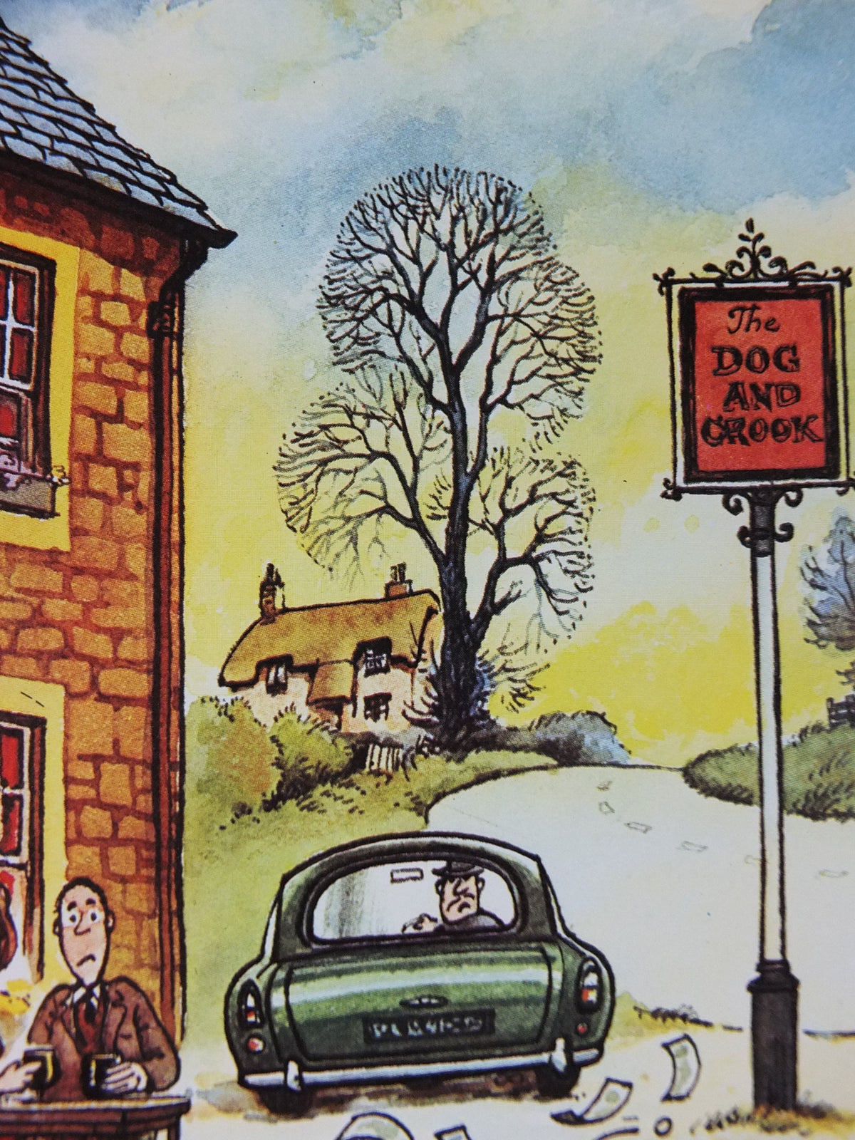 1974 Original Vintage Guinness Poster, The Dog and Crook, by Norman Thewell, pub lovers, advertising ale Irish stout print, wall art retro