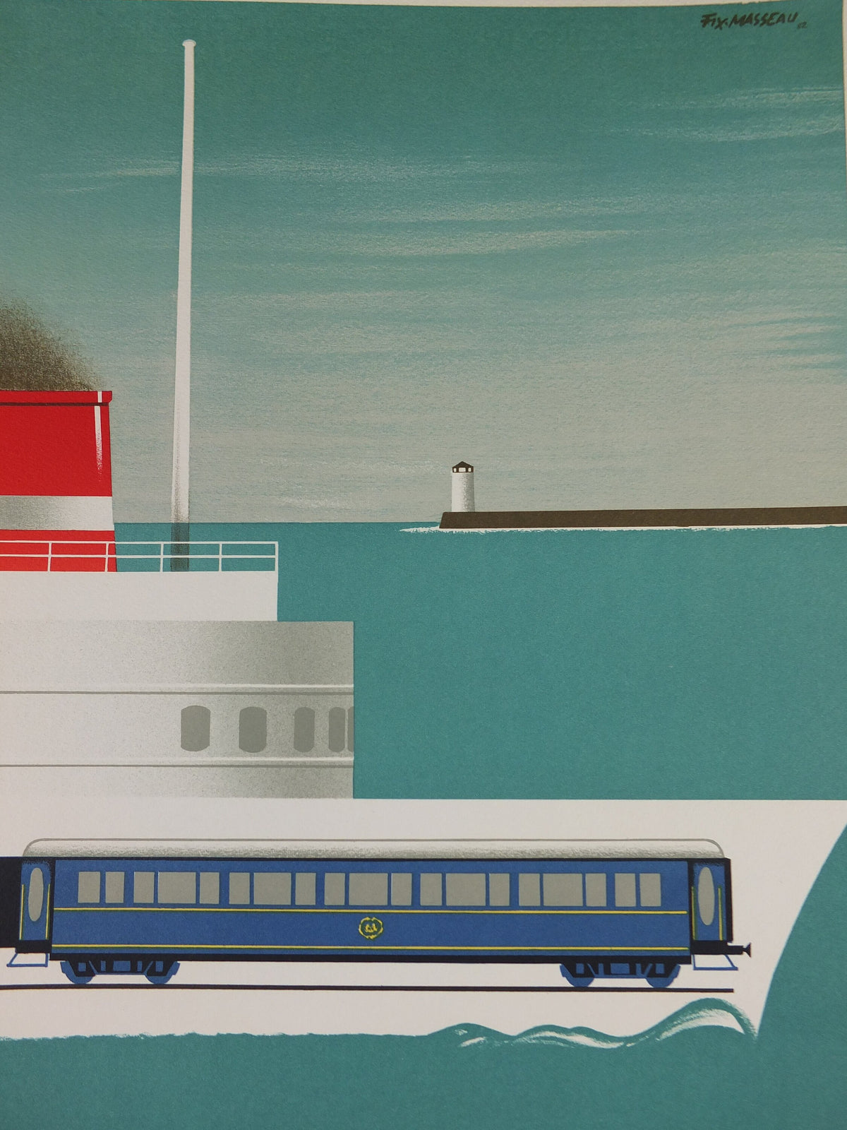 Original Venice Simplon Orient Express Poster, Dover Calais ferry, Fix Masseau, 1985 limited edition of 200, train, art deco, wall art decor