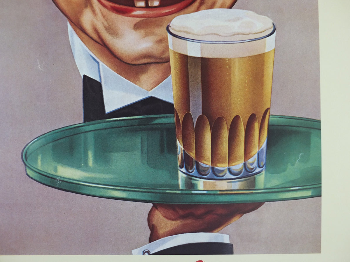 1980s Cincinatti Cream Poster, The Famous Cinci, Who wants the handsome waiter, advertising lager beer, wall art decor