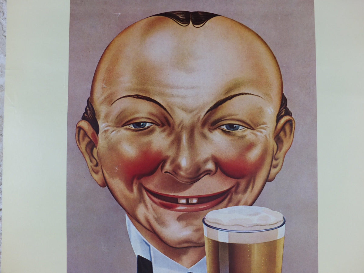 1980s Cincinatti Cream Poster, The Famous Cinci, Who wants the handsome waiter, advertising lager beer, wall art decor