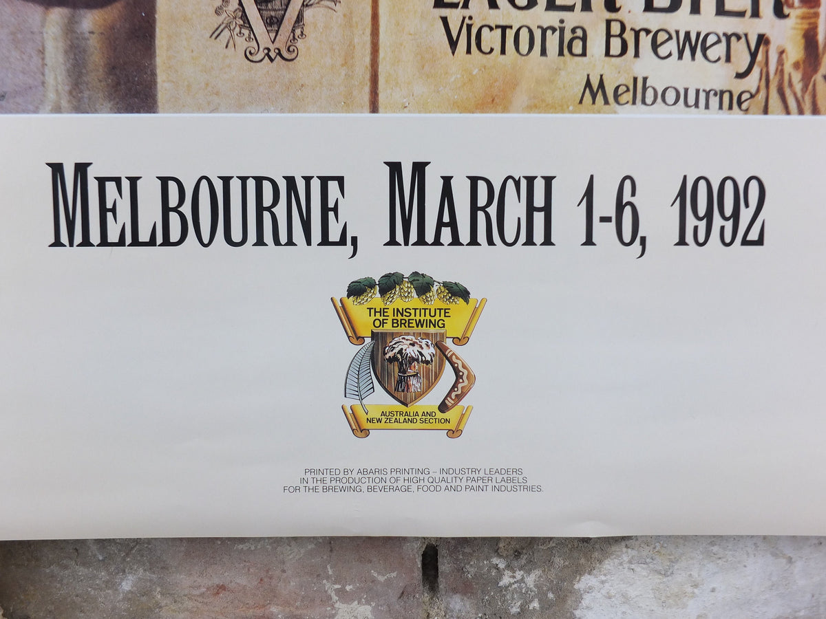 1992 Institute of Brewing Australia and New Zealand Poster, 22nd Convention Section, Melbourne, advertising lager beer, wall art decor