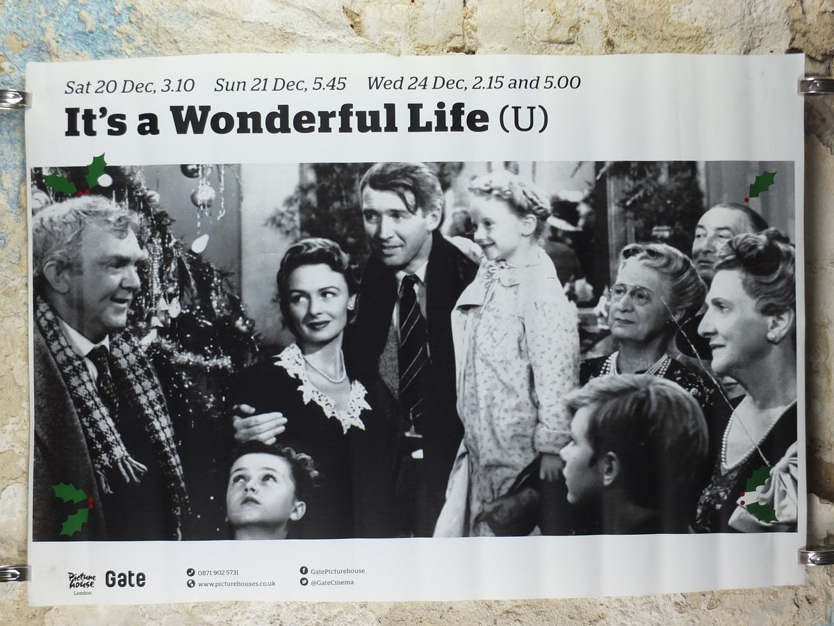 Vintage It's a Wonderful Life Poster, Frank Capras' 1946 Christmas classic, The Gate, Notting Hill, cinema film memorabilia, wall art decor