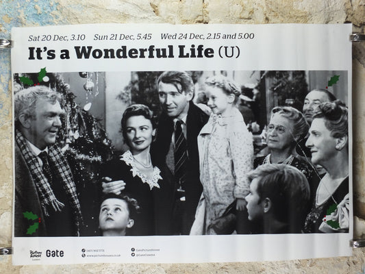 Vintage It's a Wonderful Life Poster, Frank Capras' 1946 Christmas classic, The Gate, Notting Hill, cinema film memorabilia, wall art decor
