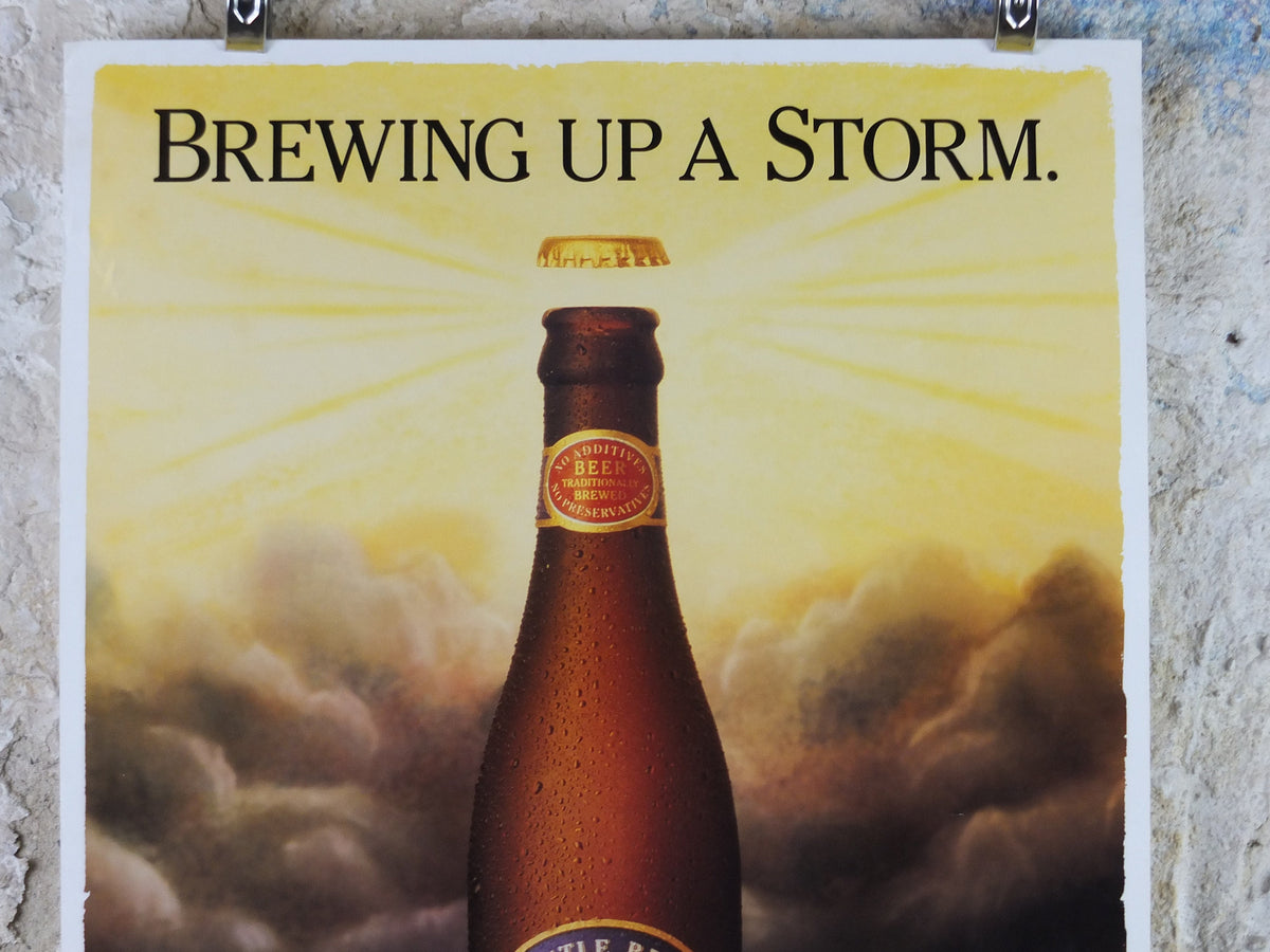 1993 Mariner Bitter Poster, Brewing up a Storm, Fremantle Brewing Co Australia, advertising lager beer, wall art decor