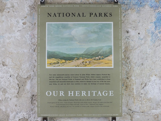 1965 Exmoor National Park Poster, John White Abbott, Porlock Bay, Travel and Tourism, walking trail, wall art decor
