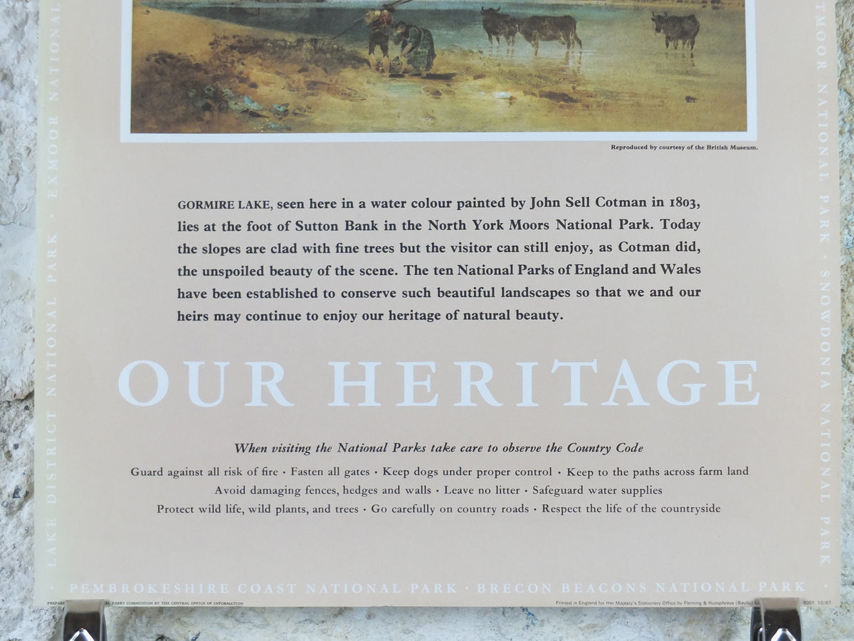 1965 North York Moors National Park Poster, John Sell Cotman, Sutton Bank, Travel and Tourism, walking trail, wall art decor