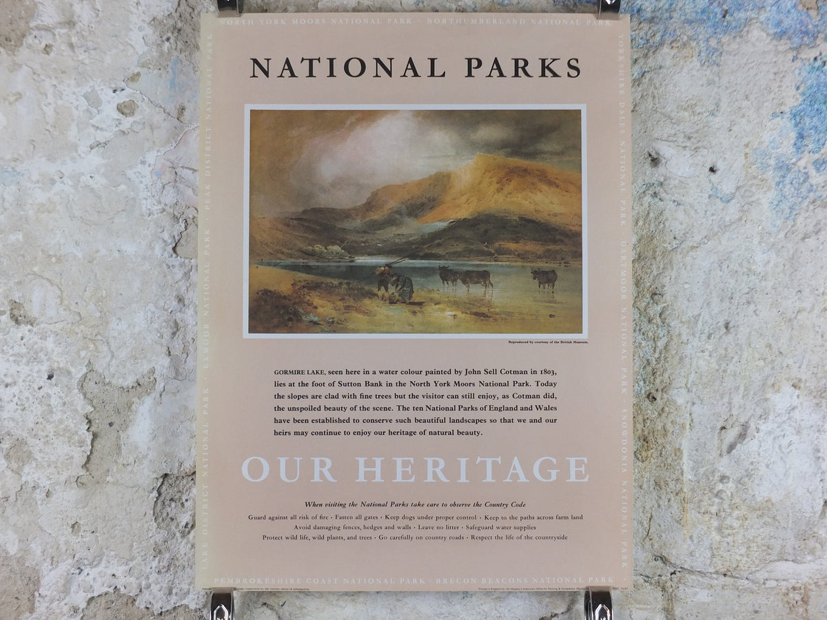 1965 North York Moors National Park Poster, John Sell Cotman, Sutton Bank, Travel and Tourism, walking trail, wall art decor