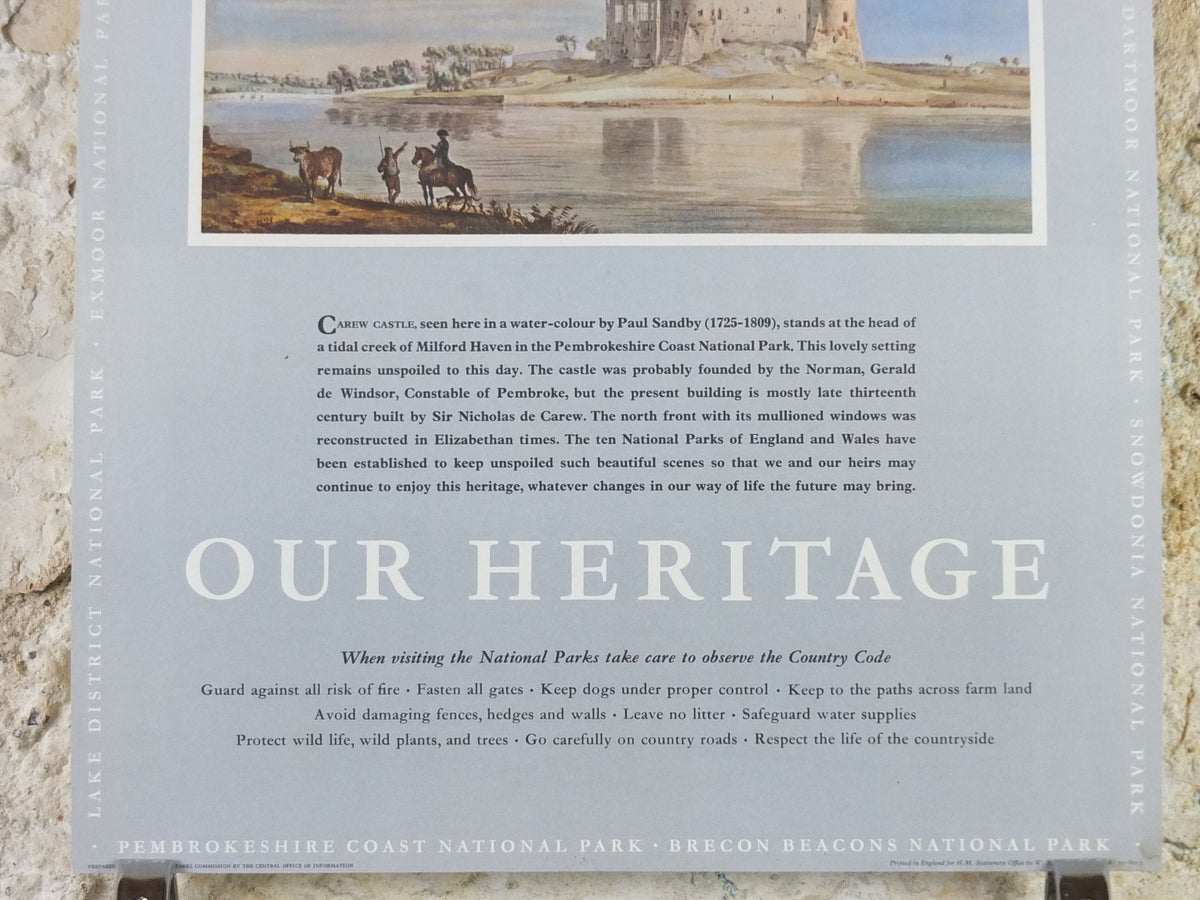 1965 Pembrokeshire Coast National Park Poster, Paul Sandby, Milford Haven, Travel and Tourism, walking trail, wall art decor