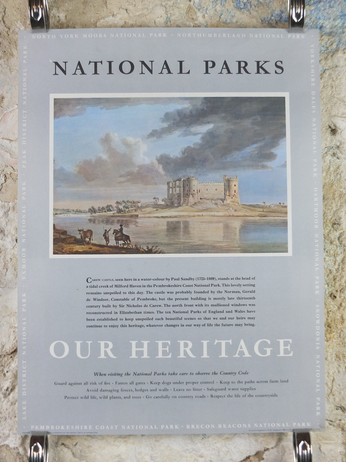 1965 Pembrokeshire Coast National Park Poster, Paul Sandby, Milford Haven, Travel and Tourism, walking trail, wall art decor