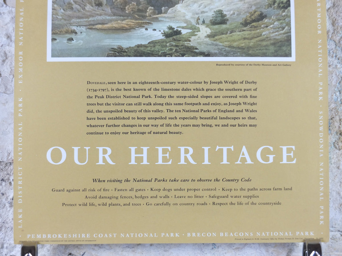 1965 Peak District National Park Poster, Joseph Wright, limestone dales, Travel and Tourism, walking trail, wall art decor
