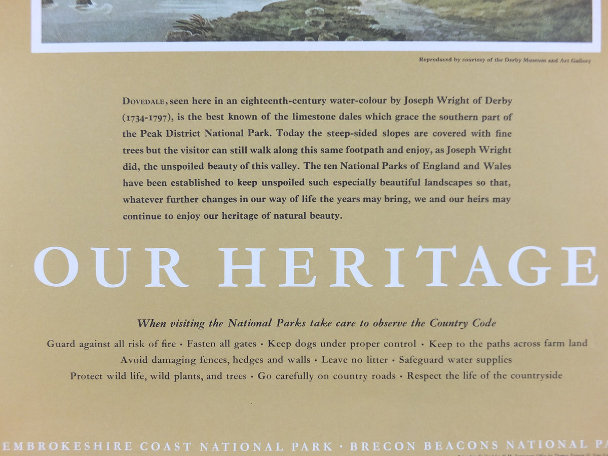 1965 Peak District National Park Poster, Joseph Wright, limestone dales, Travel and Tourism, walking trail, wall art decor