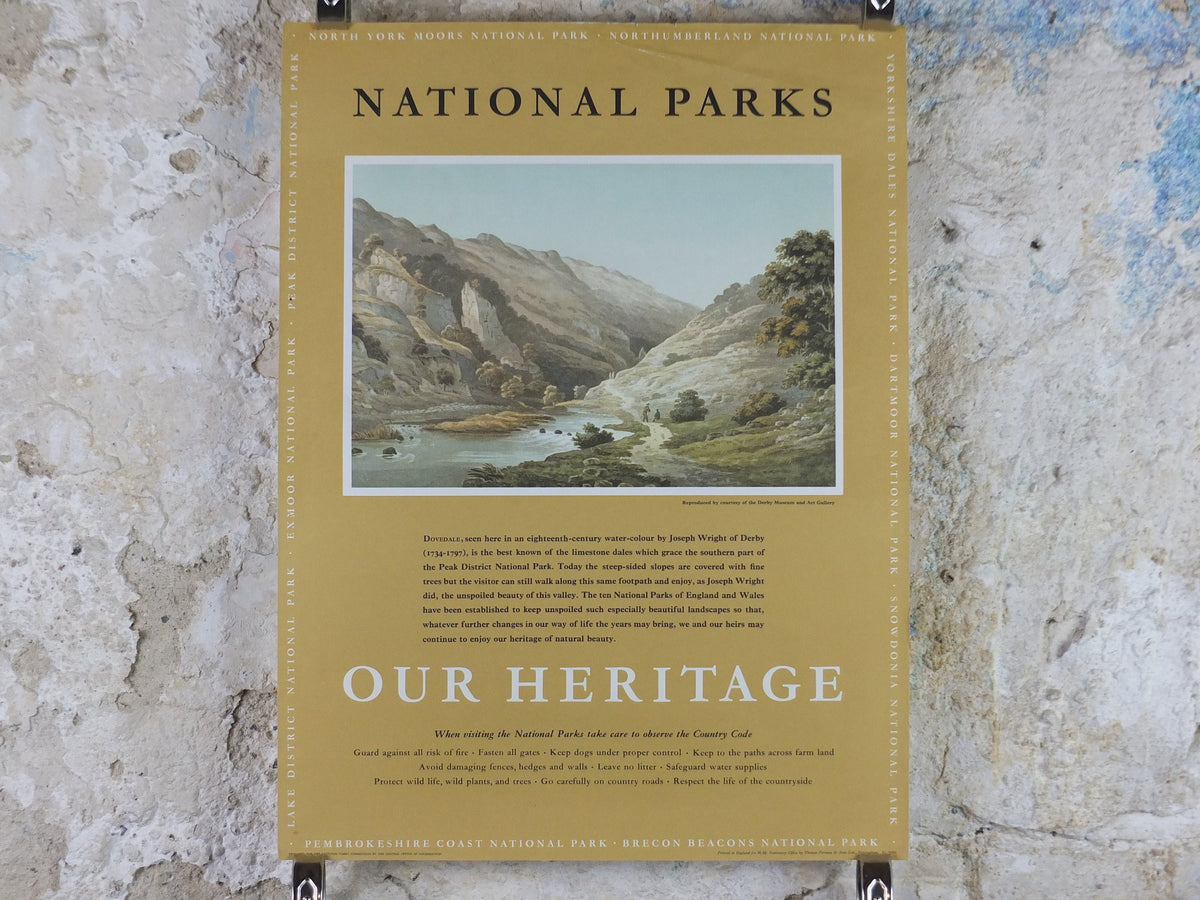 1965 Peak District National Park Poster, Joseph Wright, limestone dales, Travel and Tourism, walking trail, wall art decor