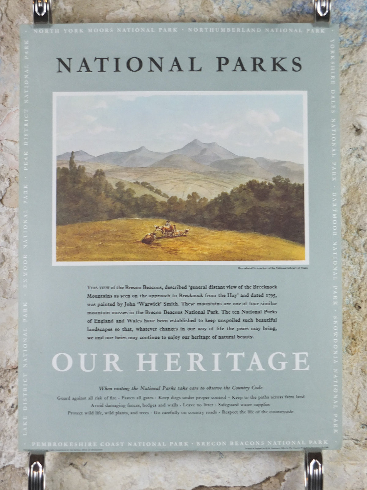 1965 Brecon Beacons National Park Poster, john Warwick Smith, Brecknock Mountains, Travel and Tourism, walking trail, wall art decor