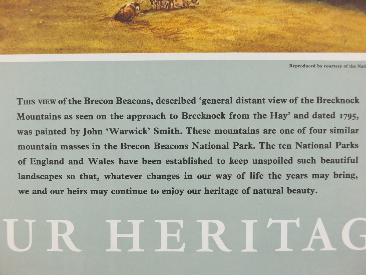 1965 Brecon Beacons National Park Poster, john Warwick Smith, Brecknock Mountains, Travel and Tourism, walking trail, wall art decor