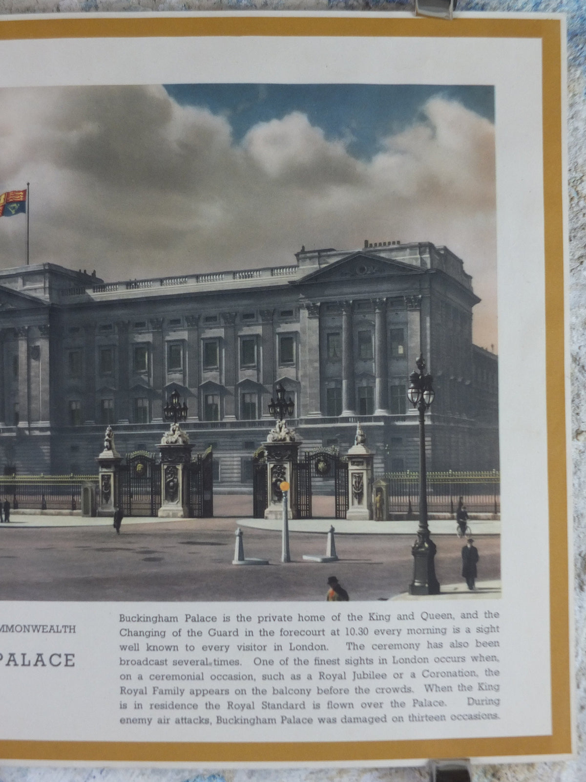 1940s Vintage Buckingham Palace Poster, World War 2, WW2, London - Heart of the British Commonwealth, original print, retro wall art decor