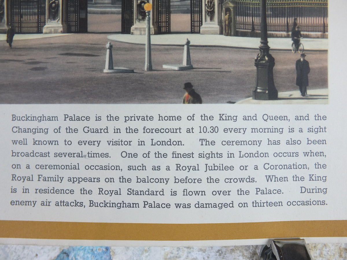 1940s Vintage Buckingham Palace Poster, World War 2, WW2, London - Heart of the British Commonwealth, original print, retro wall art decor