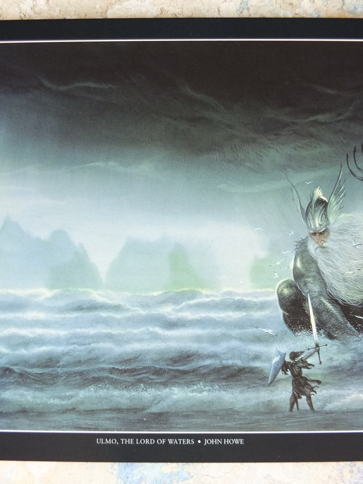1999 Tolkien Unfinished Tales Poster, Ulmo Lord of Waters, by John Howe, Middle Earth pre Lord of the Rings, print wall art decor