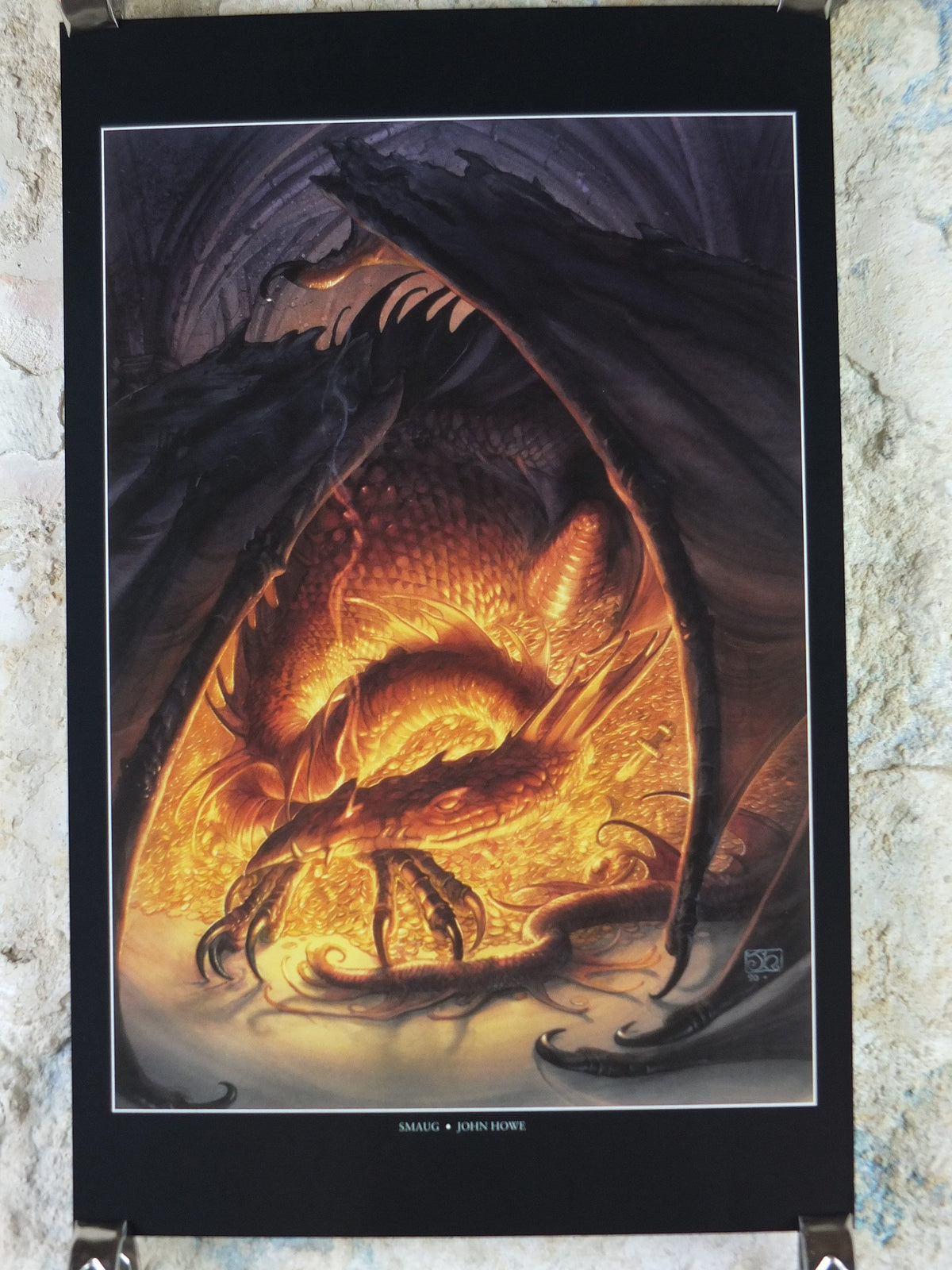 1999 Tolkien The Hobbit Poster, Smaug, by John Howe, Middle Earth, Lord of the Rings, print wall art decor