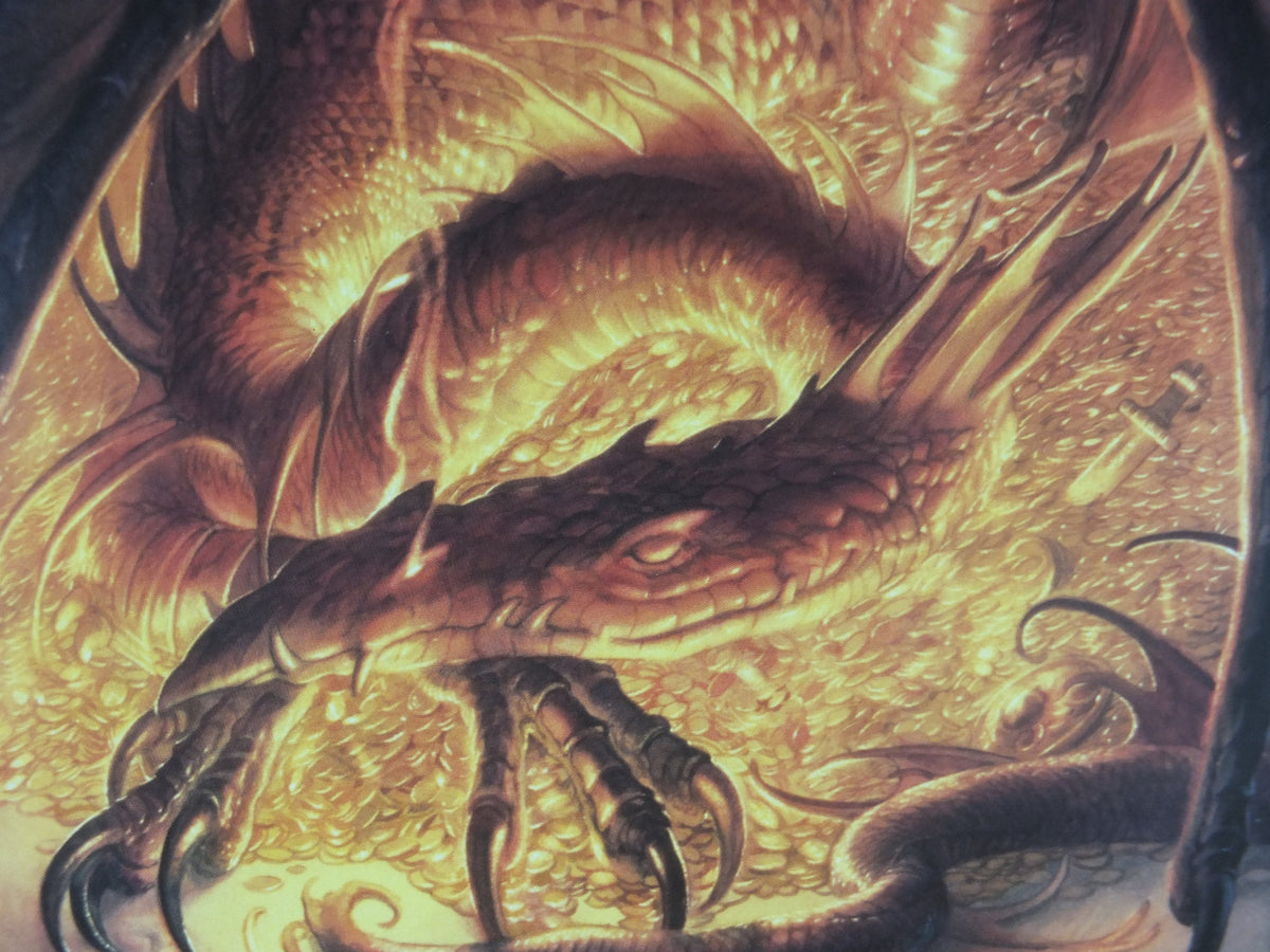 1999 Tolkien The Hobbit Poster, Smaug, by John Howe, Middle Earth, Lord of the Rings, print wall art decor
