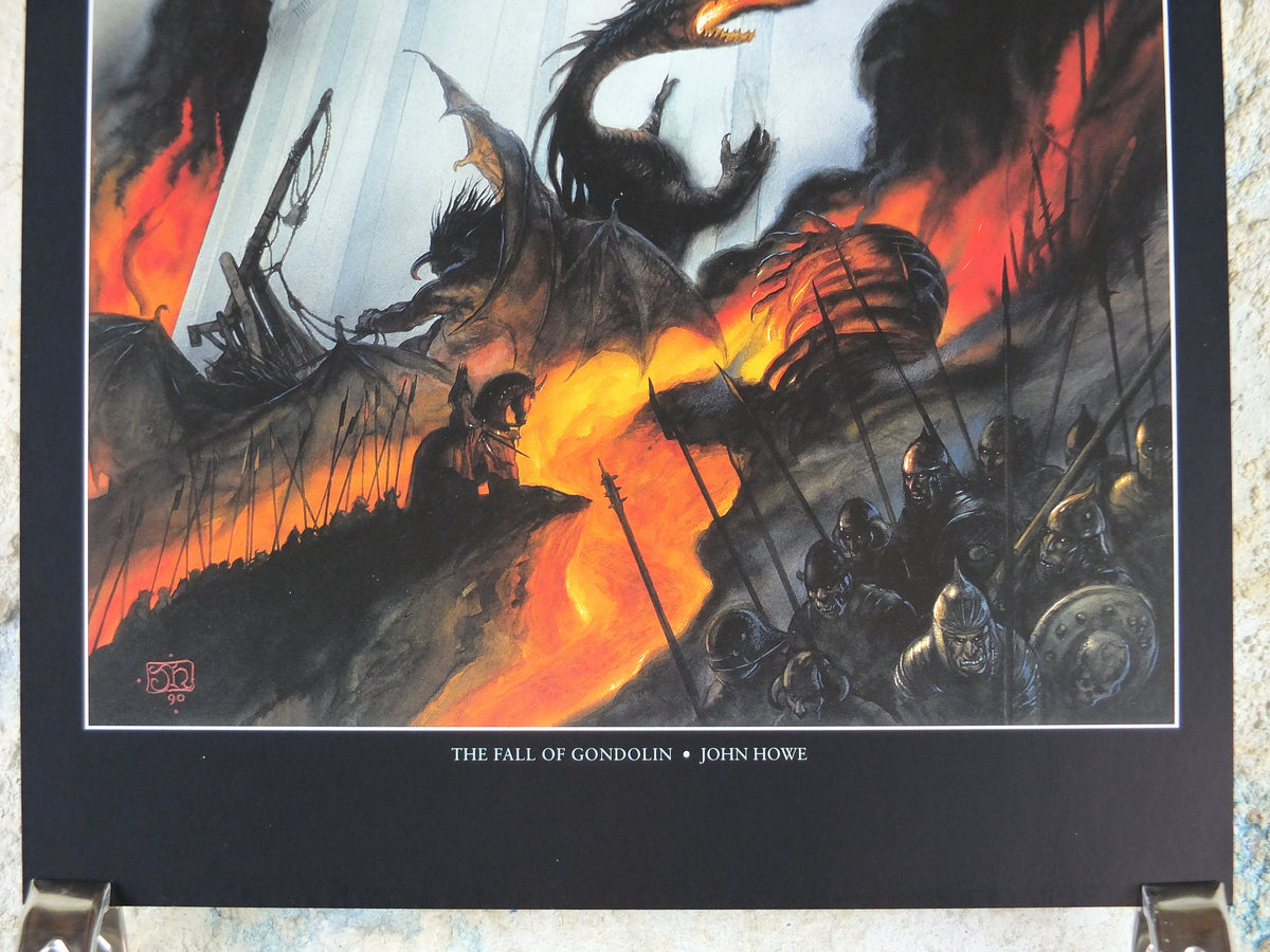 1999 Tolkien Silmarillion Poster, The Fall of Gondolin, by John Howe, Middle Earth pre Lord of the Rings, print wall art decor
