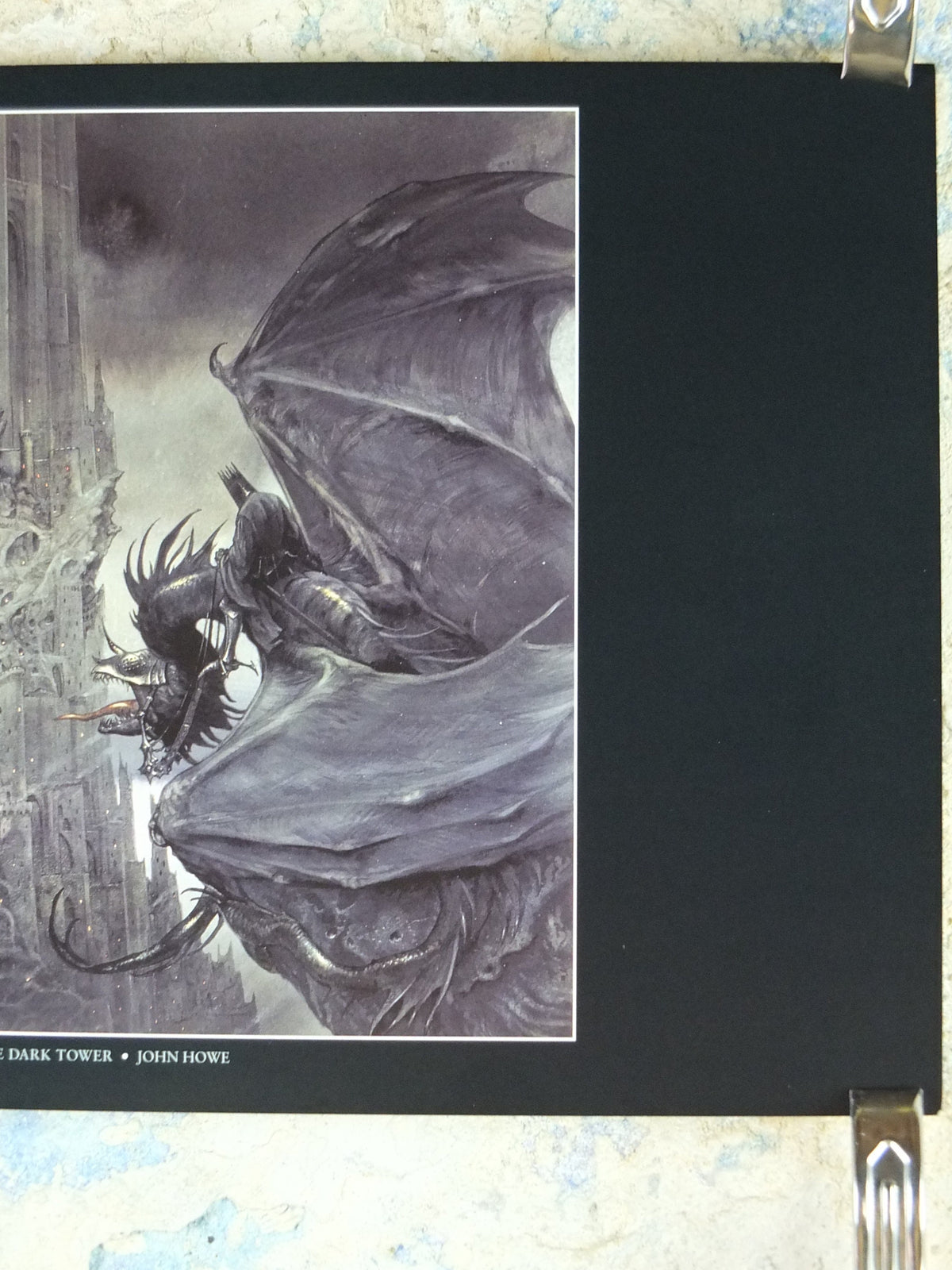 1999 Tolkien The Two Towers Poster, The Dark Tower and Nazgul, by John Howe, Middle Earth, Lord of the Rings, print wall art decor