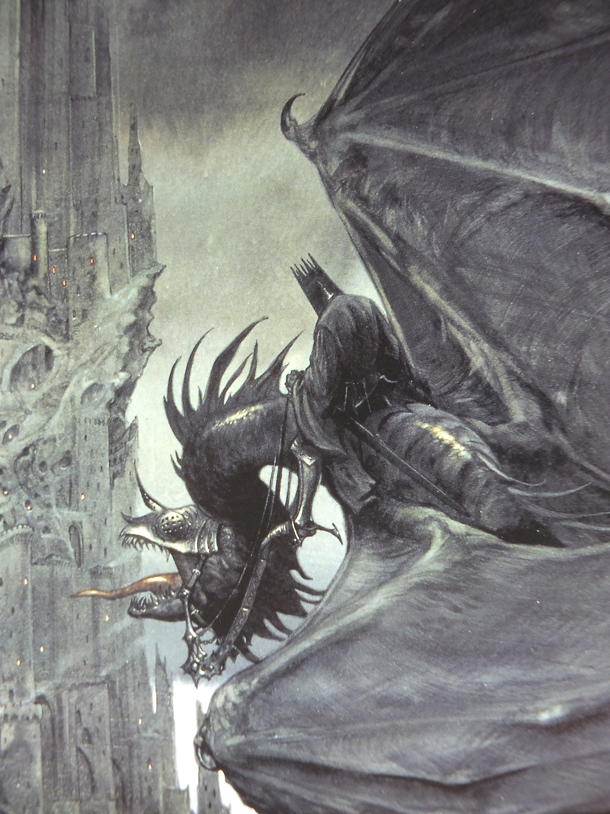 1999 Tolkien The Two Towers Poster, The Dark Tower and Nazgul, by John Howe, Middle Earth, Lord of the Rings, print wall art decor