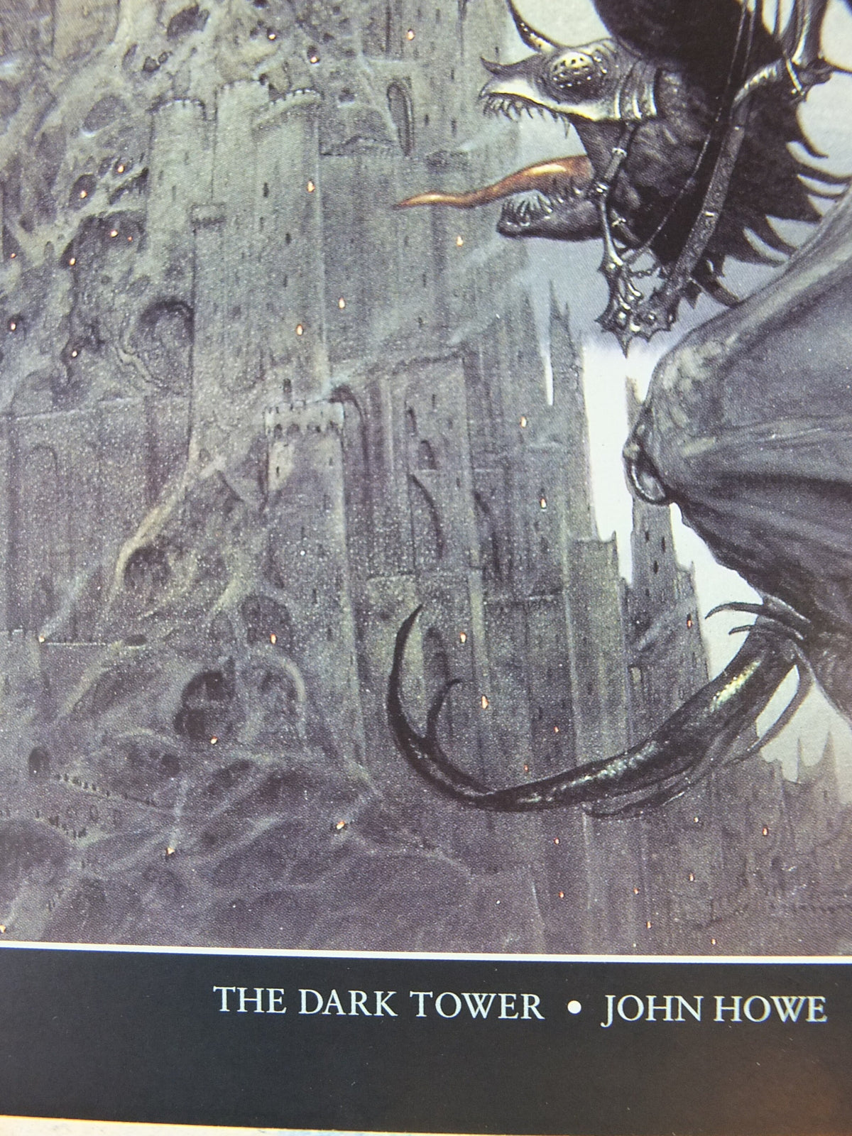 1999 Tolkien The Two Towers Poster, The Dark Tower and Nazgul, by John Howe, Middle Earth, Lord of the Rings, print wall art decor