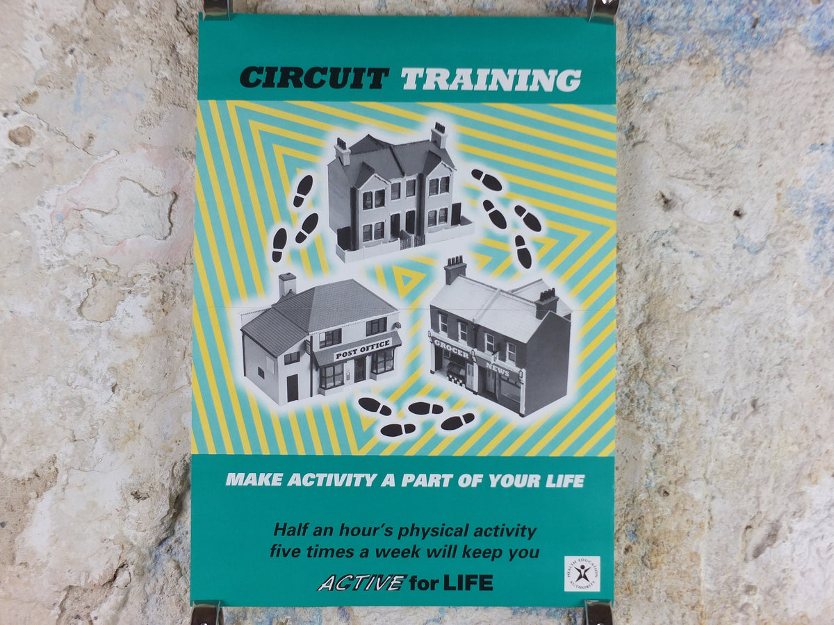 1990s Circuit Training Poster, Active for Life, Health Education Authority for healthy lifestyle, fitness advertising print wall art decor