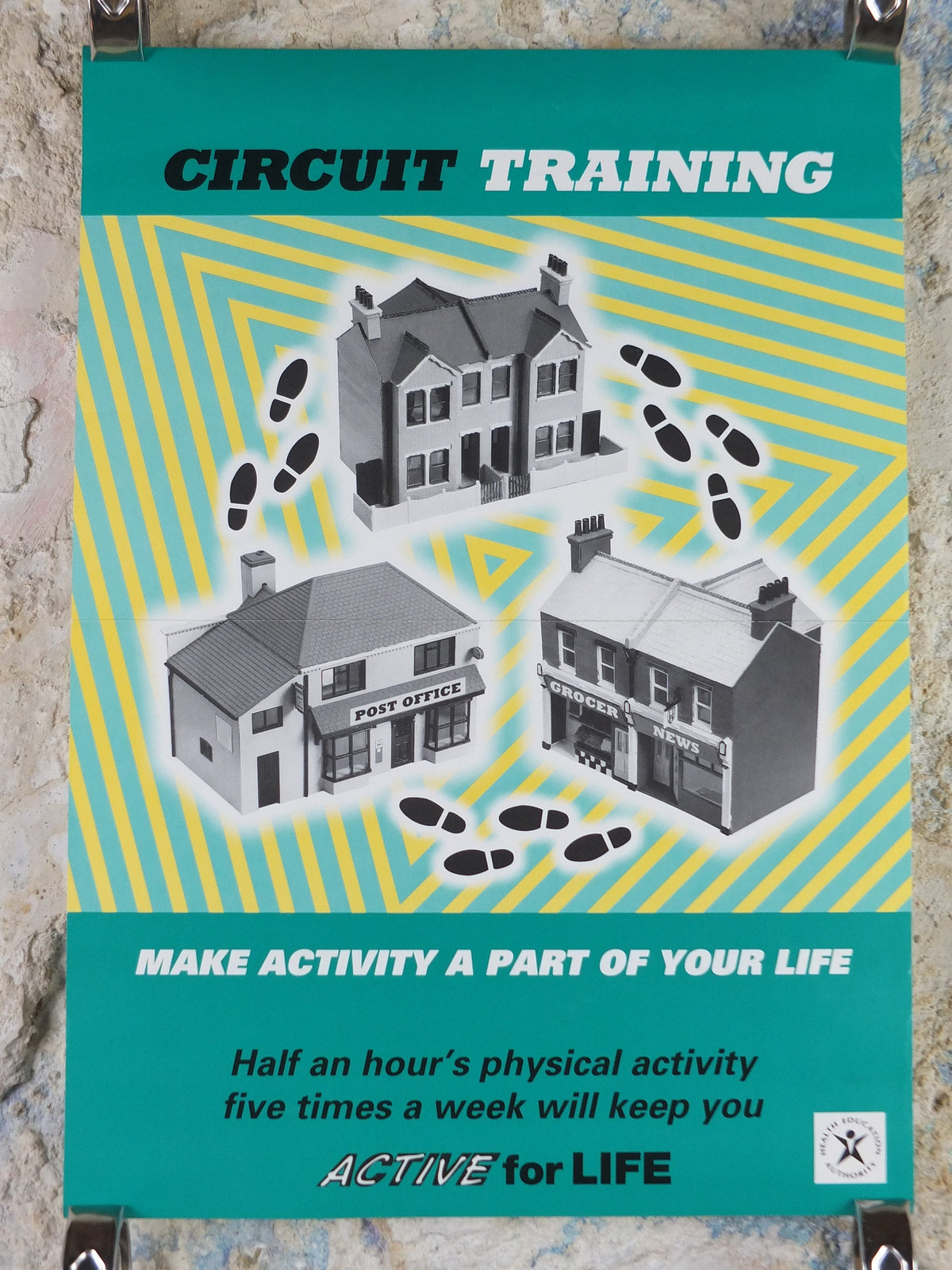 1990s Circuit Training Poster, Active for Life, Health Education Authority for healthy lifestyle, fitness advertising print wall art decor
