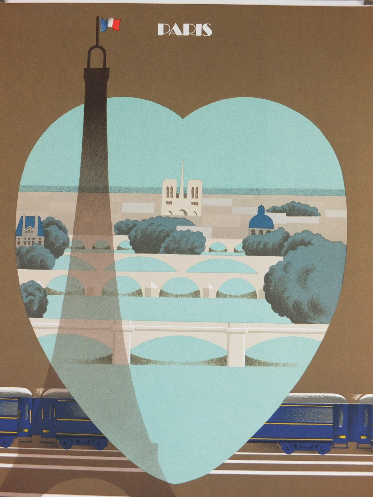 Original Venice Simplon Orient Express Poster, Paris Fix Masseau, Eiffel Tower 1985 limited edition of 200, train, art deco, wall art decor