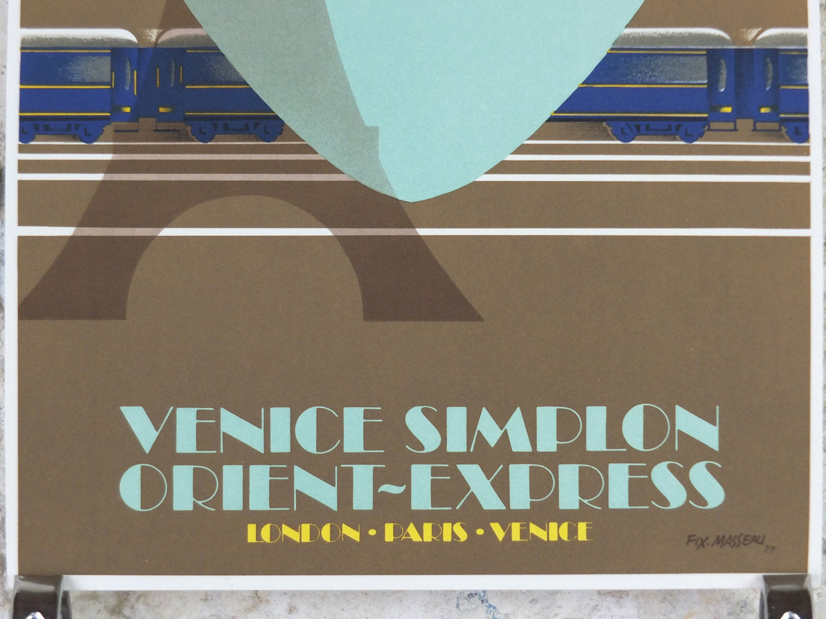 Original Venice Simplon Orient Express Poster, Paris Fix Masseau, Eiffel Tower 1985 limited edition of 200, train, art deco, wall art decor