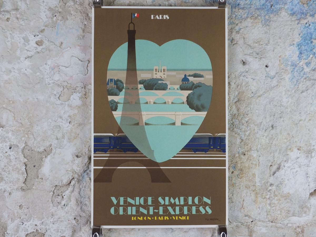 Original Venice Simplon Orient Express Poster, Paris Fix Masseau, Eiffel Tower 1985 limited edition of 200, train, art deco, wall art decor