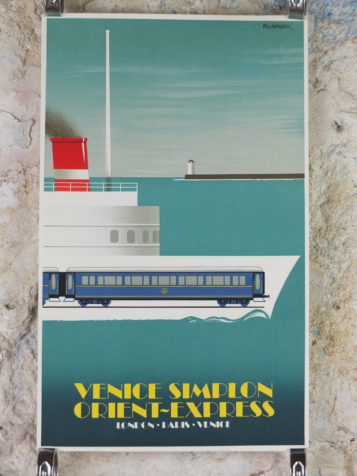 Original Venice Simplon Orient Express Poster, Dover Calais ferry, Fix Masseau, 1985 limited edition of 200, train, art deco, wall art decor