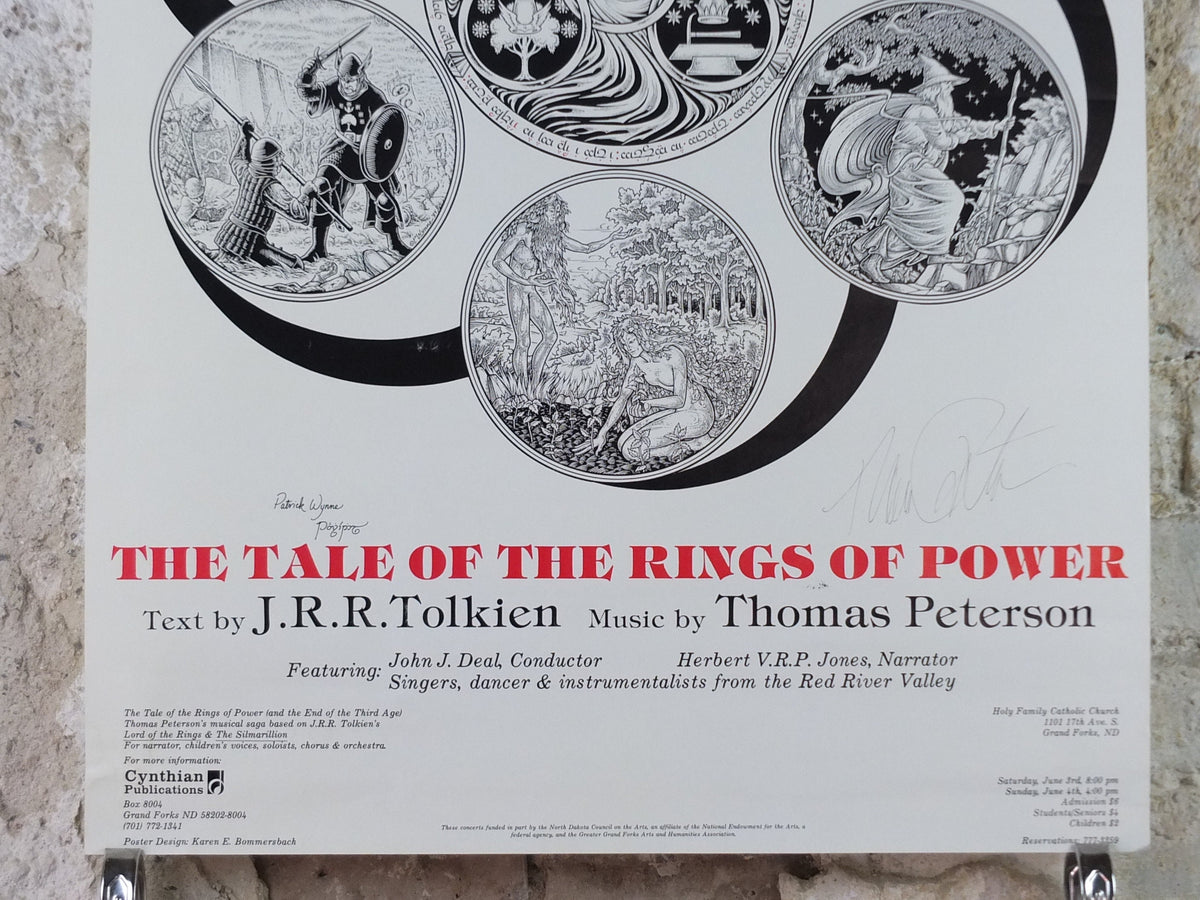 1988 Lord of the Rings Poster, The Rings of Power signed by Thomas Peterson and Patrick Wynne, J.R.R. Tolkien, wall art decor