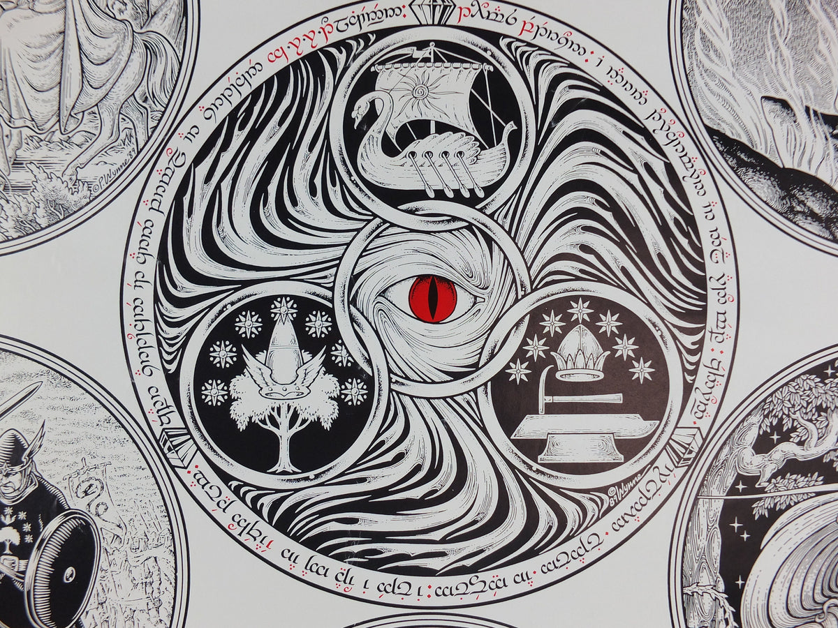1988 Lord of the Rings Poster, The Rings of Power signed by Thomas Peterson and Patrick Wynne, J.R.R. Tolkien, wall art decor