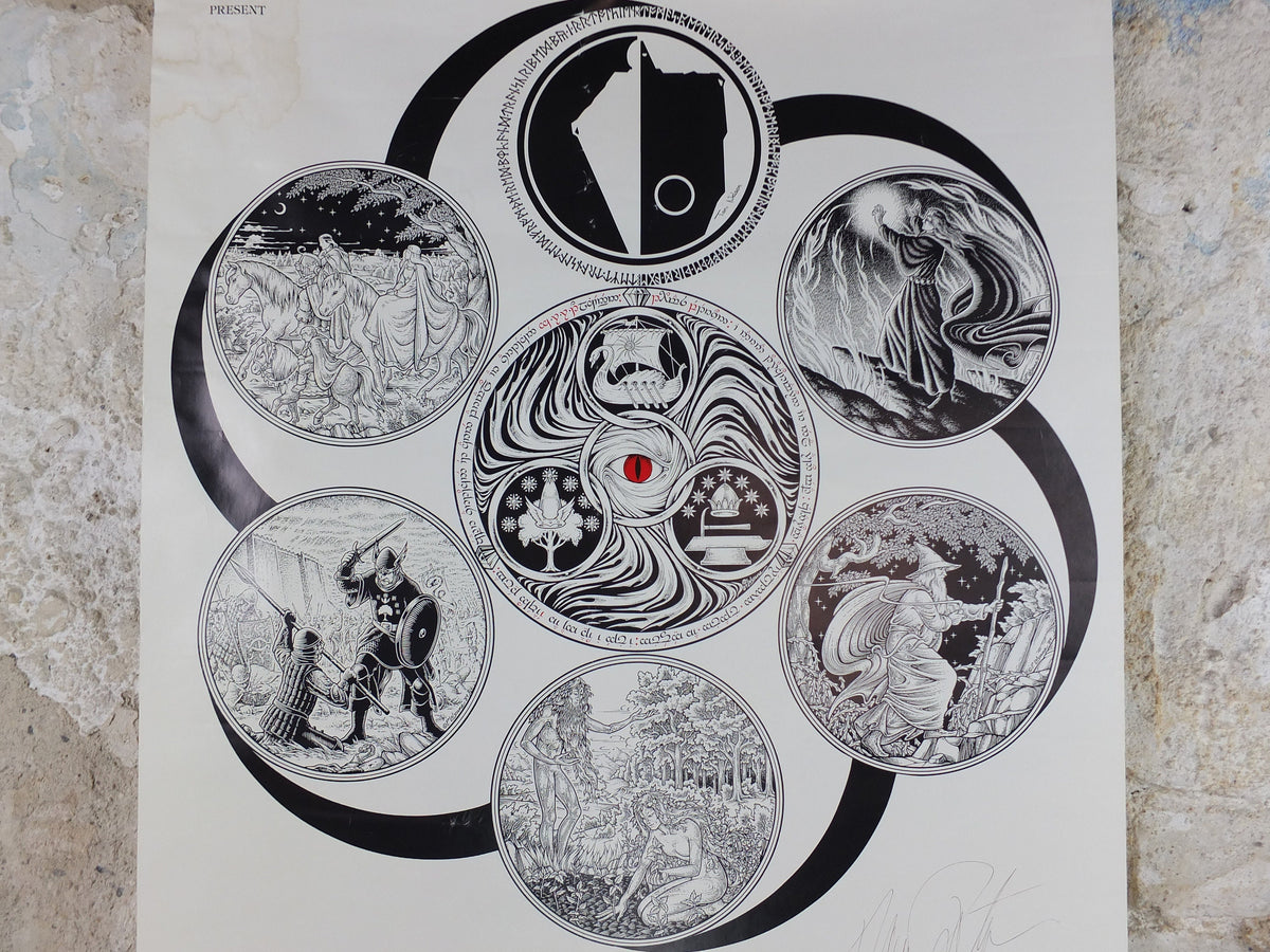 1988 Lord of the Rings Poster, The Rings of Power signed by Thomas Peterson and Patrick Wynne, J.R.R. Tolkien, wall art decor
