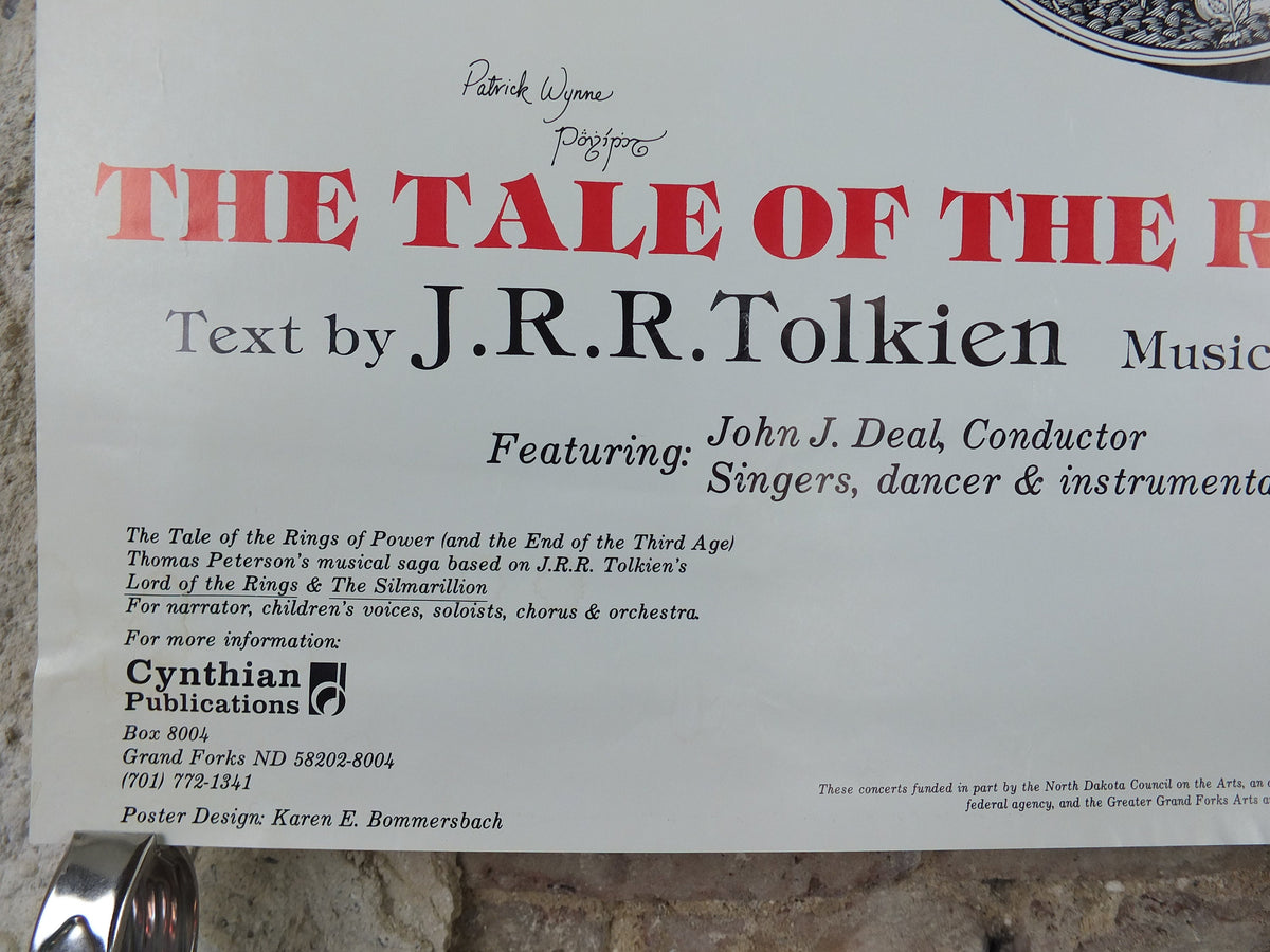 1988 Lord of the Rings Poster, The Rings of Power signed by Thomas Peterson and Patrick Wynne, J.R.R. Tolkien, wall art decor