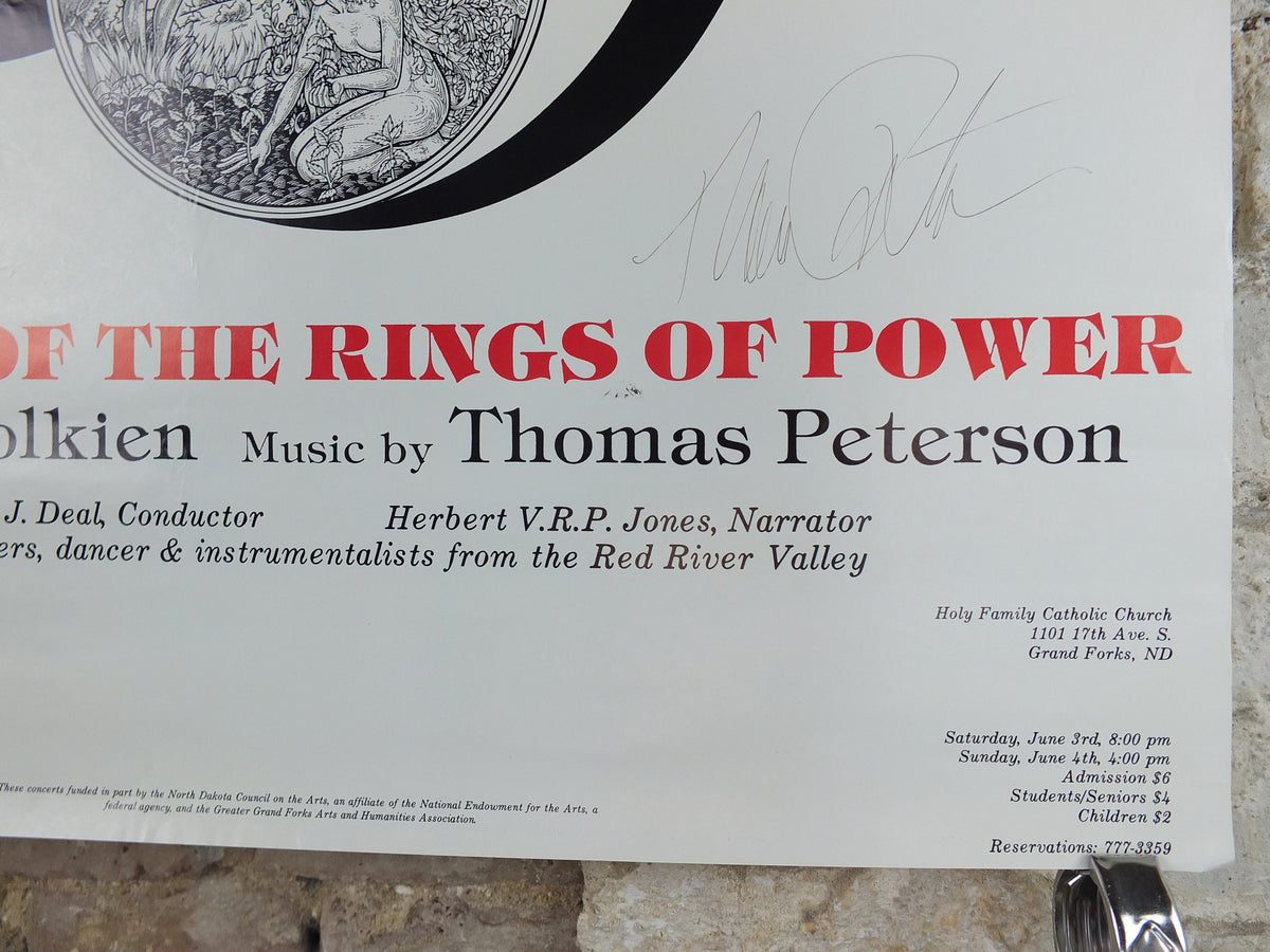 1988 Lord of the Rings Poster, The Rings of Power signed by Thomas Peterson and Patrick Wynne, J.R.R. Tolkien, wall art decor