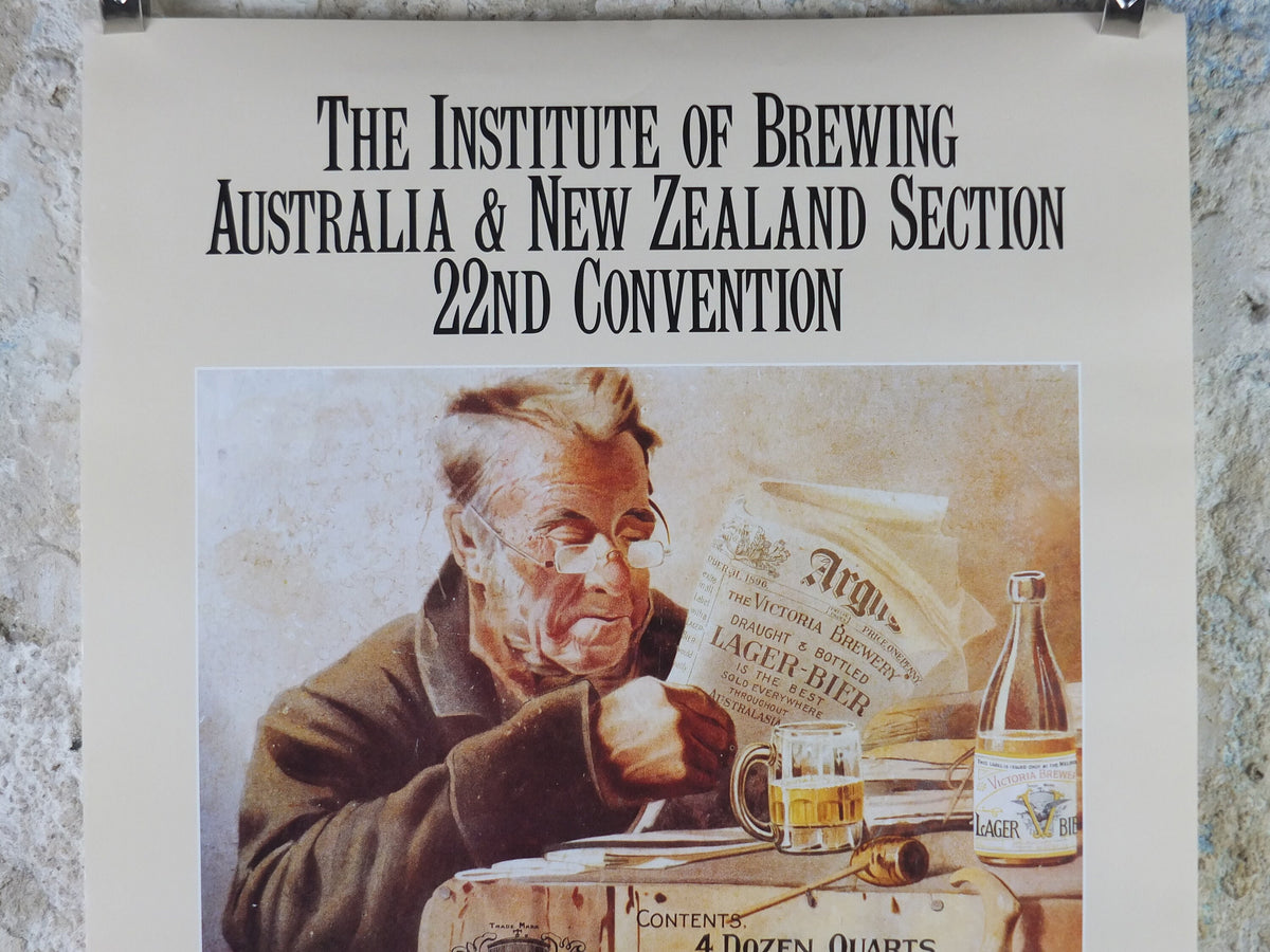 1992 Institute of Brewing Australia and New Zealand Poster, 22nd Convention Section, Melbourne, advertising lager beer, wall art decor