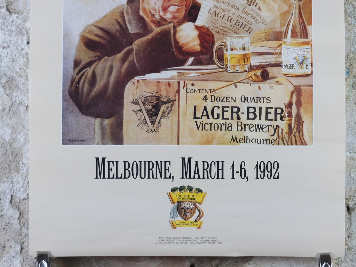 1992 Institute of Brewing Australia and New Zealand Poster, 22nd Convention Section, Melbourne, advertising lager beer, wall art decor