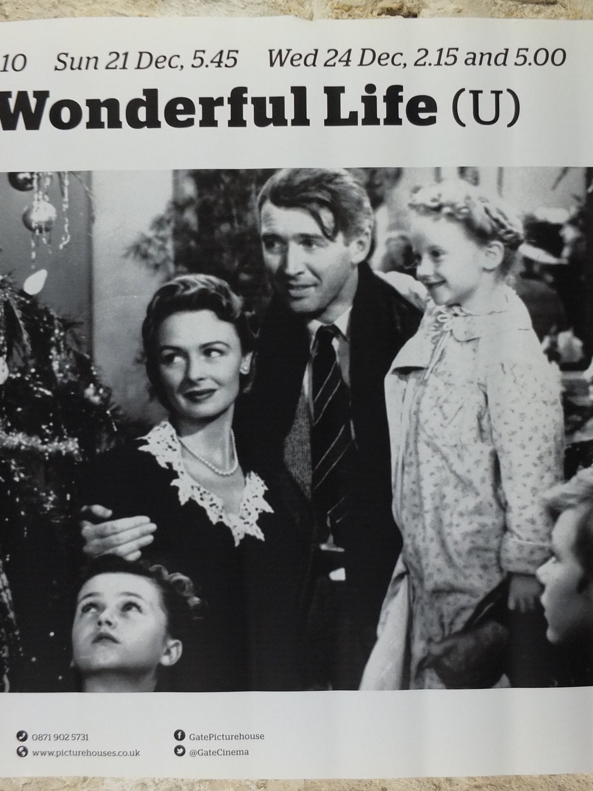 Vintage It's a Wonderful Life Poster, Frank Capras' 1946 Christmas classic, The Gate, Notting Hill, cinema film memorabilia, wall art decor