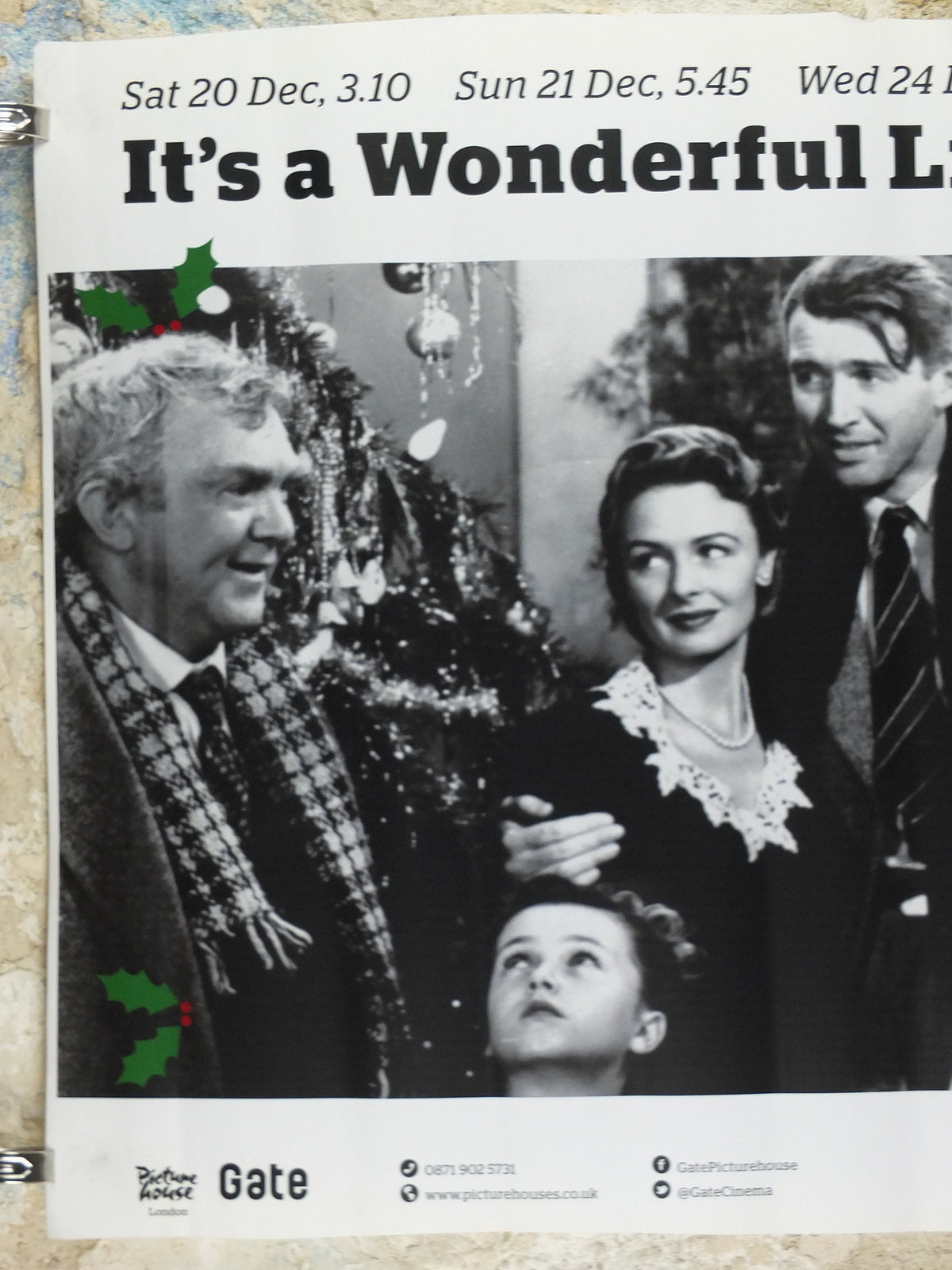 Vintage It's a Wonderful Life Poster, Frank Capras' 1946 Christmas classic, The Gate, Notting Hill, cinema film memorabilia, wall art decor