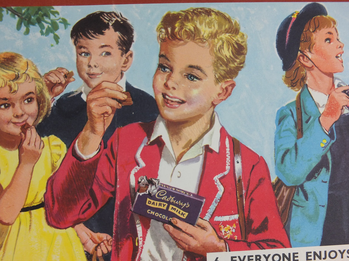 Original 1960s Cadbury Chocolate Poster, Chocolate making in Bournville, Cadburys Advertising, wall art retro decor