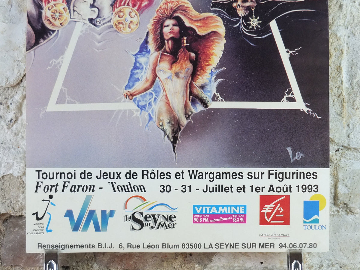 1993 French Roleplay, Wargame and Figurine Poster, from Toulon, Fort Faron, Tournoi de Jeux de Roles et Wargames fantasy wall art decor