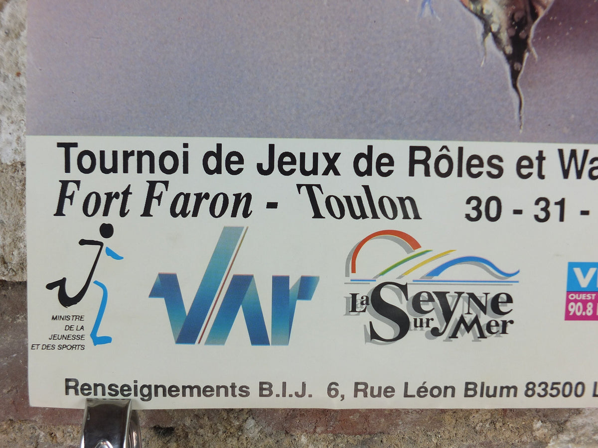 1993 French Roleplay, Wargame and Figurine Poster, from Toulon, Fort Faron, Tournoi de Jeux de Roles et Wargames fantasy wall art decor