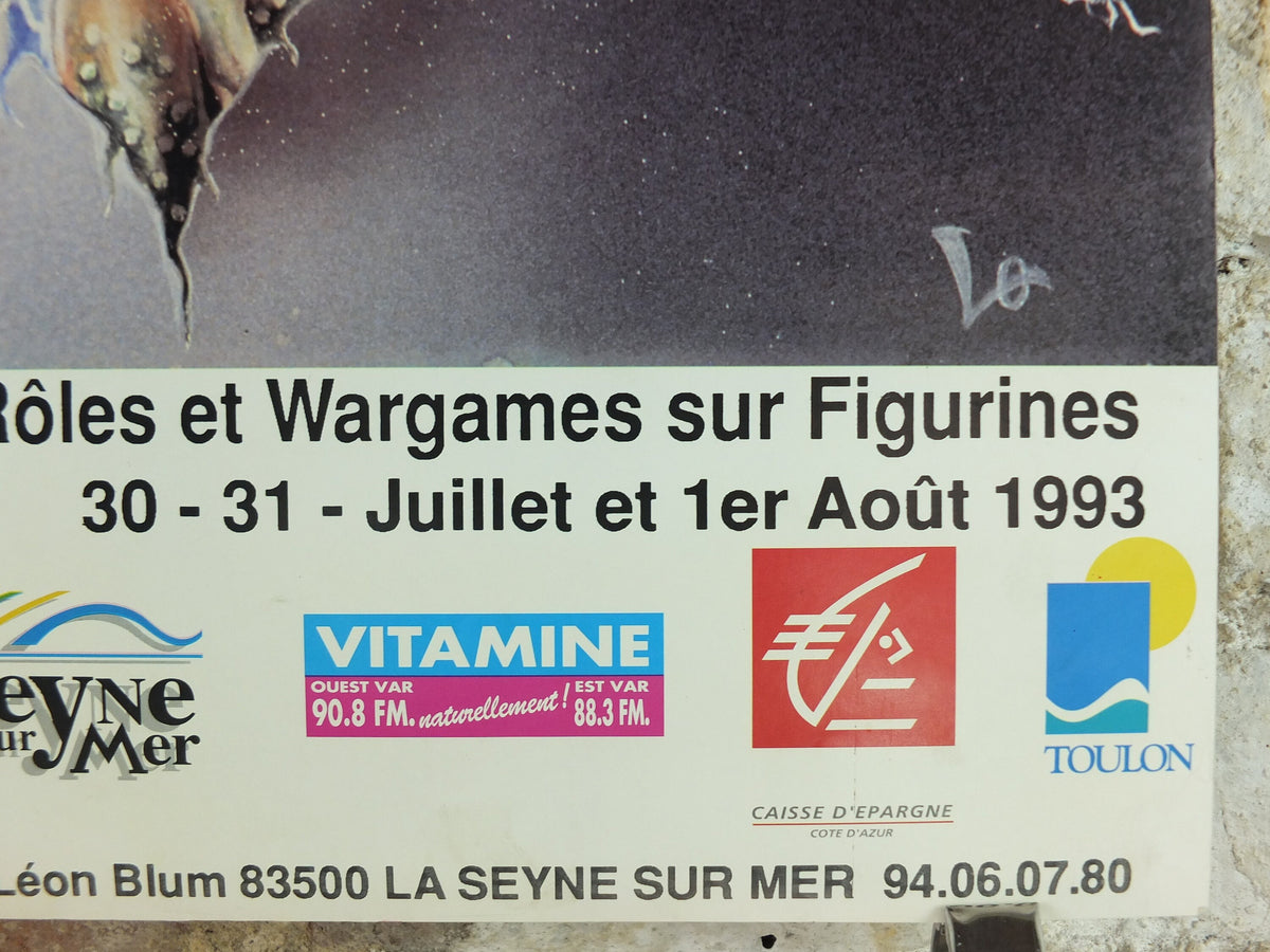 1993 French Roleplay, Wargame and Figurine Poster, from Toulon, Fort Faron, Tournoi de Jeux de Roles et Wargames fantasy wall art decor
