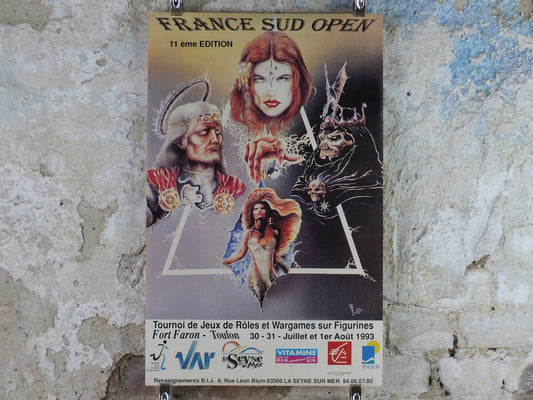 1993 French Roleplay, Wargame and Figurine Poster, from Toulon, Fort Faron, Tournoi de Jeux de Roles et Wargames fantasy wall art decor
