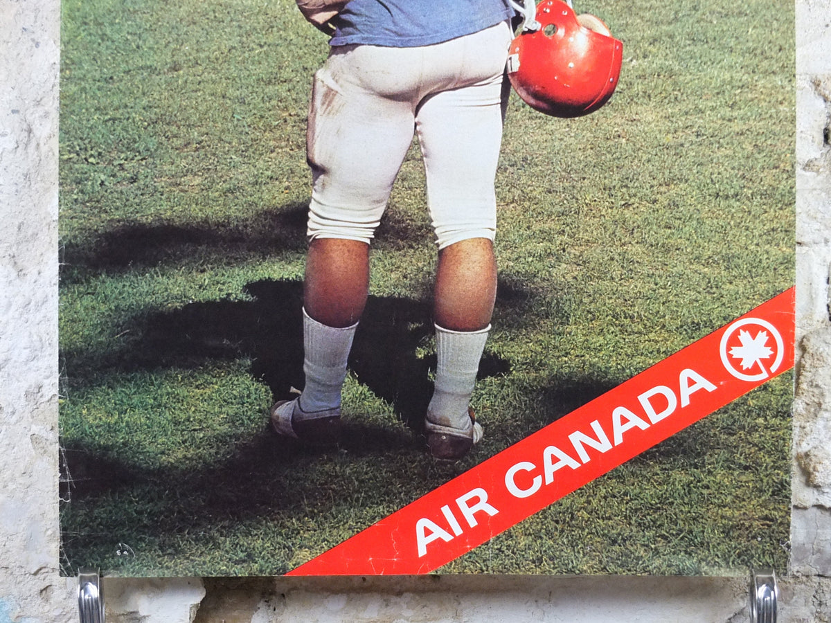 1970s Air Canada to USA Poster, Football Gridiron player, United States of America, sports, tourism vacation wall art decor